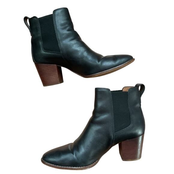 Madewell The Regan Black Classic Leather Slip On Ankle Booties Sz 9 - Picture 1 of 7